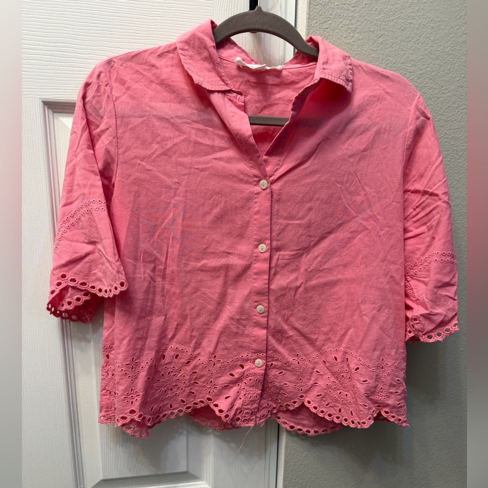 Beachlunchlounge Pink Eyelet Women's Top